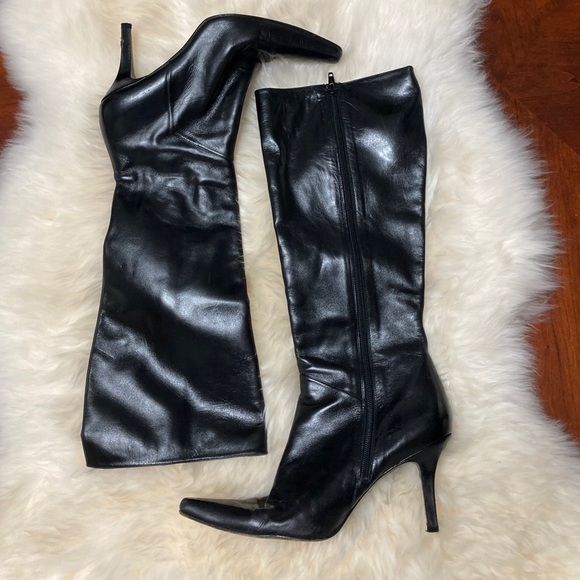 Stuart Weitzman Shoes - Stuart Weitzman High Gloss Black Leather Boots